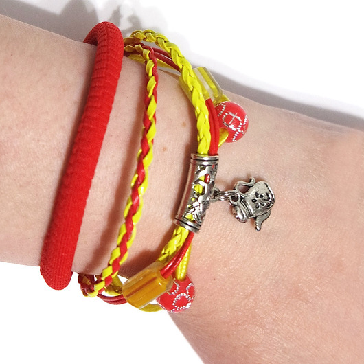 bransoletki - inne Bransoletka - Imbryk, kwiaty - rzemienie