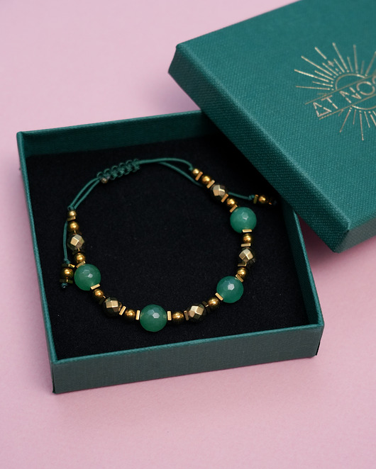 bransoletki z kamieni naturalnych Bansoletka z zielonym jadeitem regulowana