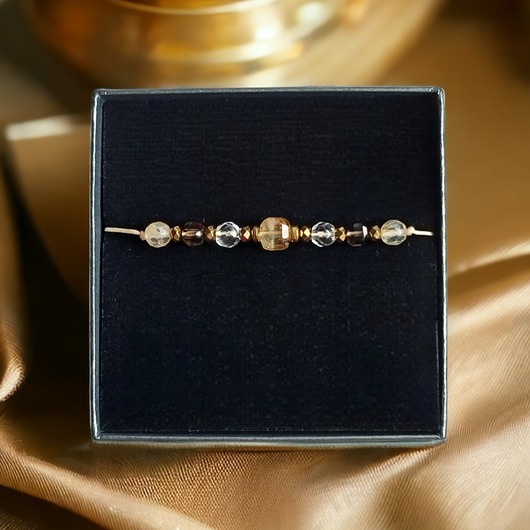 bransoletki z kamieni naturalnych DOBROBYT - amulet - cytryn, kwarc dymny, kryształ górski :: PREMIUM