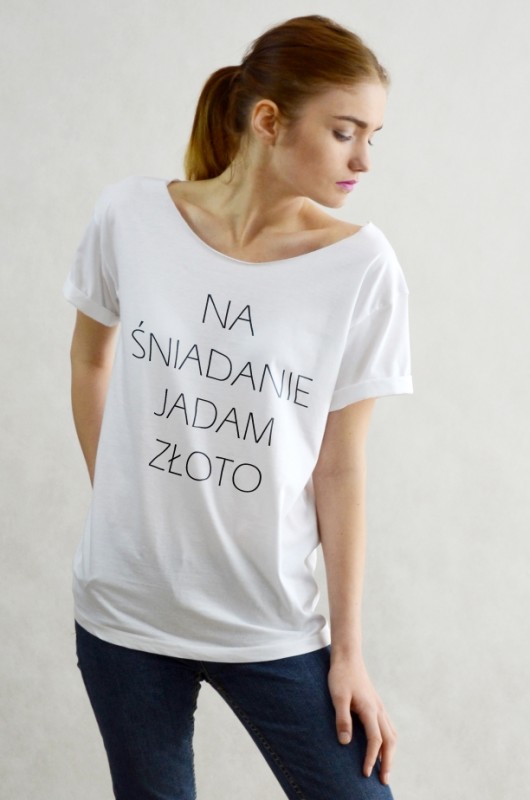 ZŁOTO - Koszulka Oversize szeroki dekolt T-shirt GAU great as You