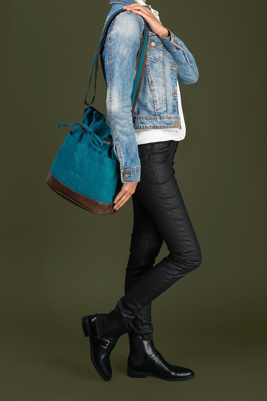 YOCCA - torba worek - turkus i brąz incat