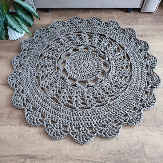 dywany Dywan ze sznurka bawełnianego szydełkowy okrągły 90cm