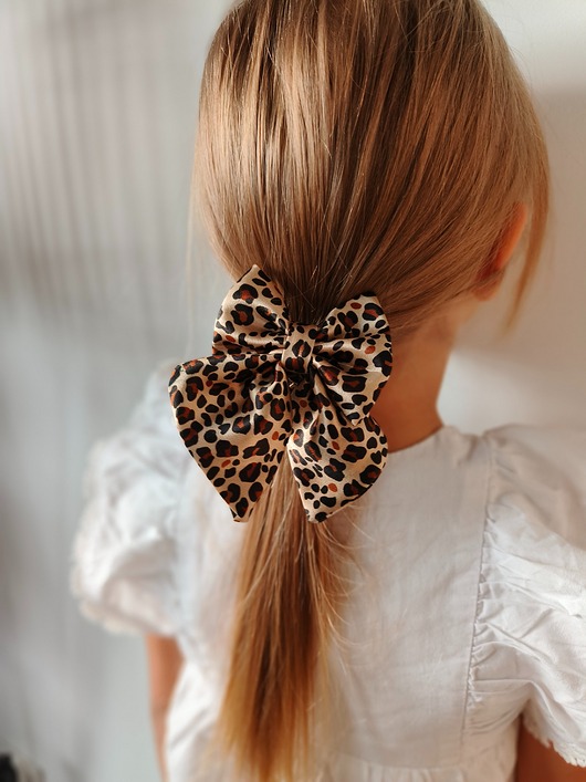 dziewczynka - inne Gumka jedwabna z kokardą MINI scrunchie sawanna