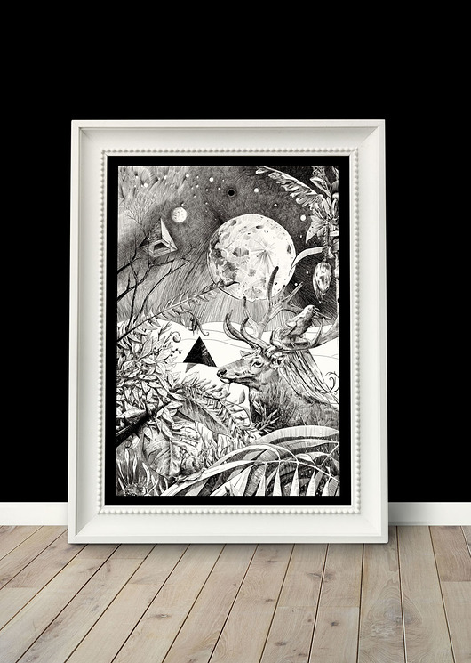 grafiki i ilustracje Grafika Artystyczna Król Jeleń