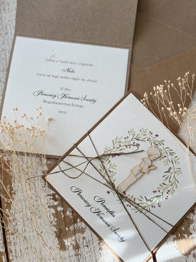 kartki na komunię Kartka na komunię - pamiątka komunii ręcznie robiona