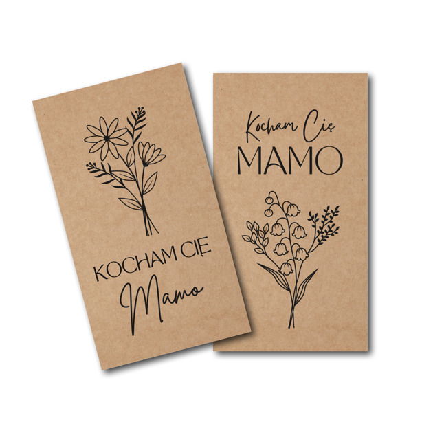 kartki okolicznościowe - wydruki Bileciki do prezentów na Dzień Mamy Matki Papier brązowy Kraft 9x5cm 20 szt