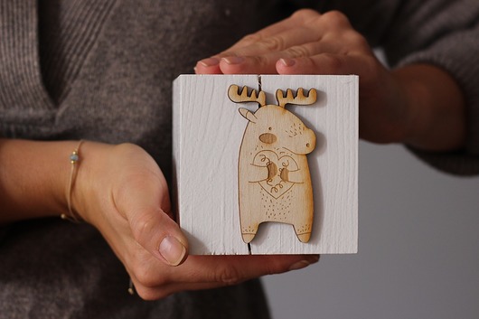 Klocek drewniany scandi moose Little Wood Bunny