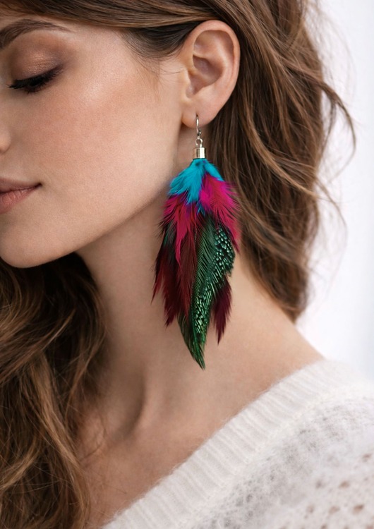 kolczyki z piórami Kolczyki z piórami indigo