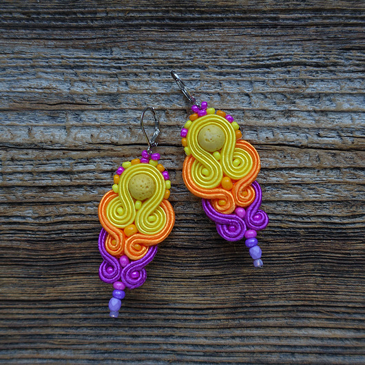 kolczyki soutache Letnie i kolorowe kolczyki sutasz