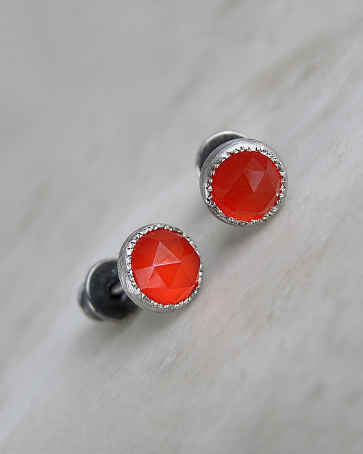 kolczyki srebrne Kolczyki z karneolem, srebro