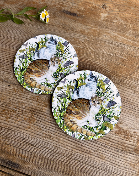 podkładki do kuchni Podkładki pod kubek- Kotki dwa- Zwierzaki- ilustracja