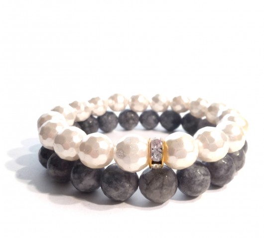 Bransoletki 'Grey Jade & Pearls' labonita