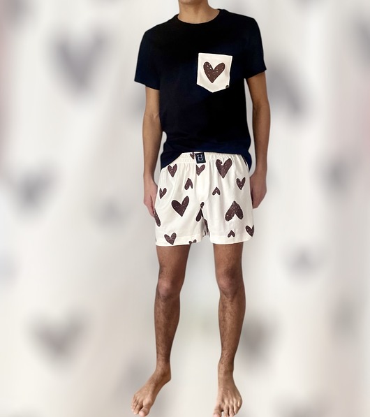 moda - inne Piżama Unisex bawełniana w beżowe serca