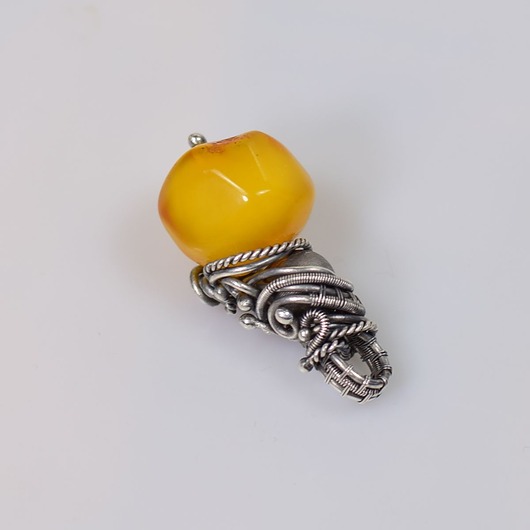 wisiory Kropla miodu - wisior wire-wrapping