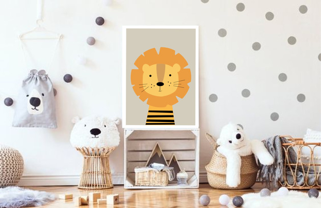 PLAKAT DLA DZIECKA z lwem Lew zwierzak black dot studio