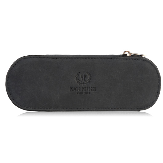 pokrowce i etui - organizery SKÓRZANE ETUI NA OKULARY PIÓRNIK CZARNY VINTAGE PAOLO PERUZZI T-82-HBL