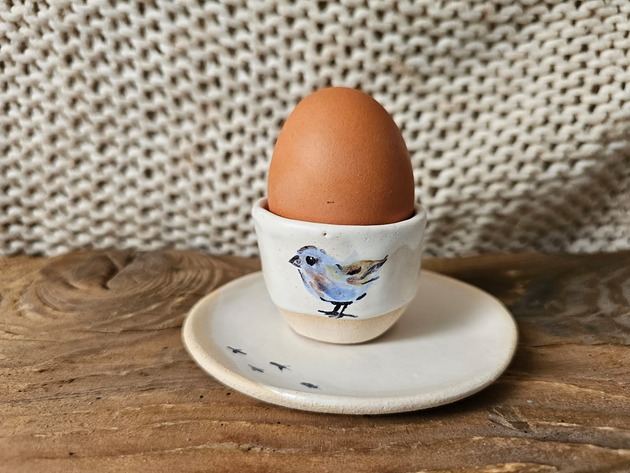 szklanki i kieliszki Kieliszek na jajko z talerzykiem handmade