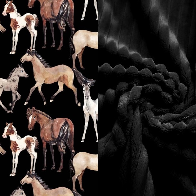 koce i narzuty WYJĄTKOWY koc _ narzuta _ KONIE_ 150x200 cm