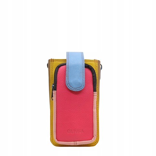 torby na ramię Torebka damska skórzana na telefon, unikatowa, handmade zero waste OLIVKA