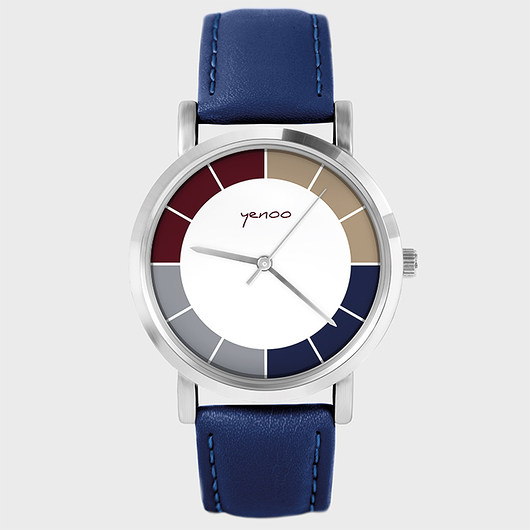 Zegarek - Classic, tricolor - granat, skórzany yenoo