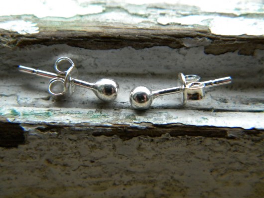 kolczyki wire wrapping kuleczka trójeczka srebrna