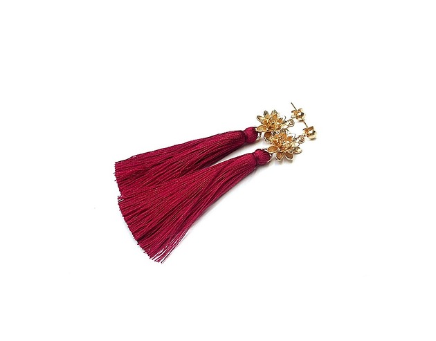 Kolczyki chwosty BOHO - FLOWER / grenadine/  KiKa pracownia