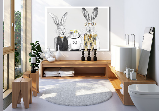 OBRAZ NA PŁÓTNIE   80x120cm  Zającowie z małym LUdesign gallery