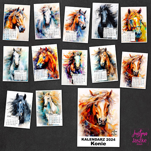 kalendarze i plannery Kalendarz 2024 - Konie - 13x18 cm