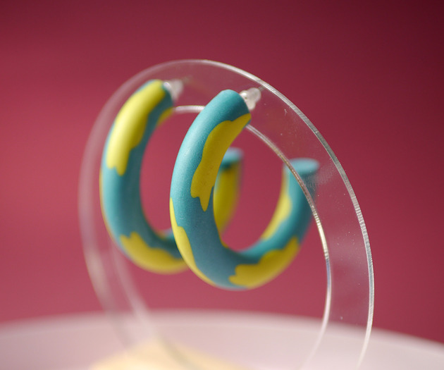 kolczyki z masy plastycznej Lekkie kolczyki z glinek polimerowych- koła