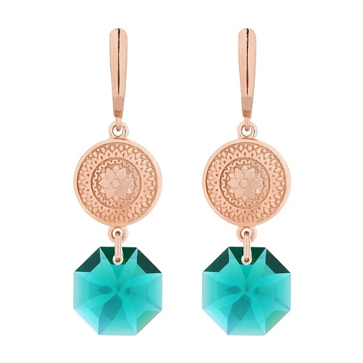 kolczyki swarovski Długie kolczyki z różowego złota z medalionami i kryształami SWAROVSKI