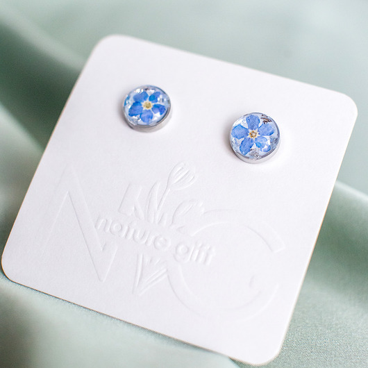 kolczyki z żywicy Kolczyki sztyfty z niezapominajkami