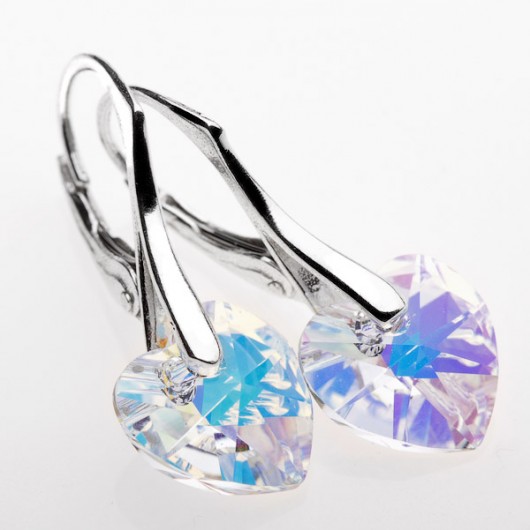 Kolczyki z kryształów Swarovski HEART crystal AB mellody
