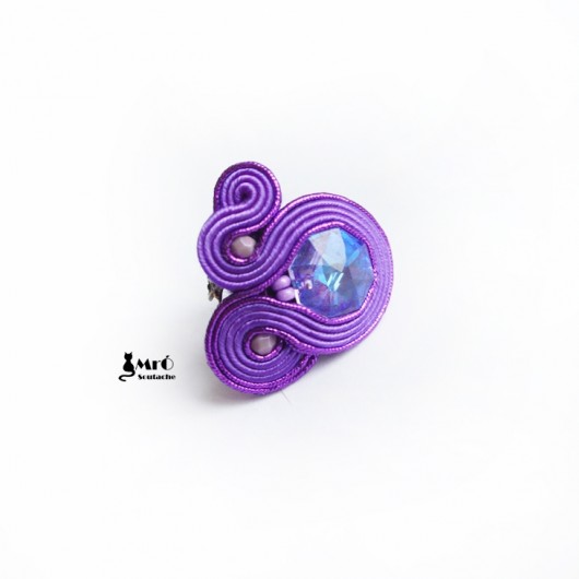 Fioletowy pierścionek sutasz (soutache) Mró Soutache