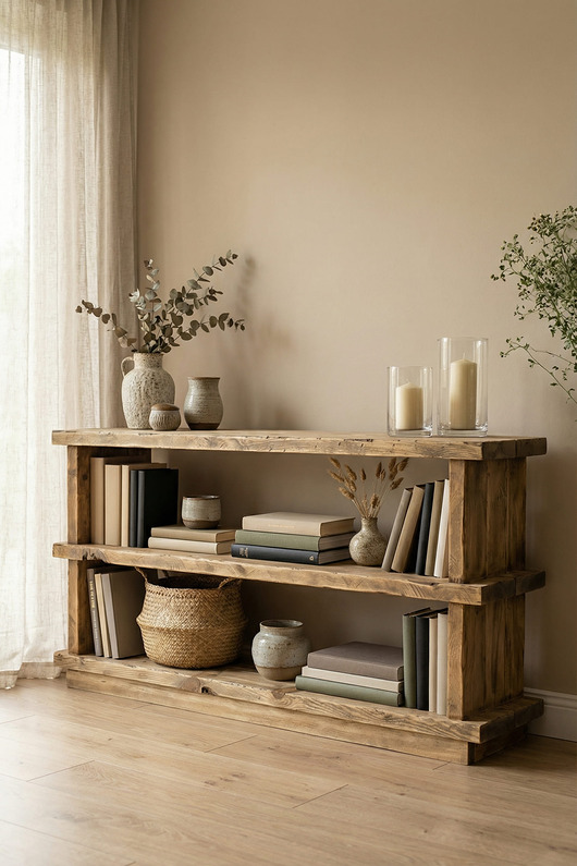 regały Drewniany regał loftowy ręcznie robiony