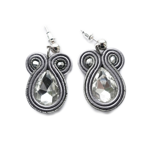 Szare i malutkie kolczyki Soutache Mró Soutache