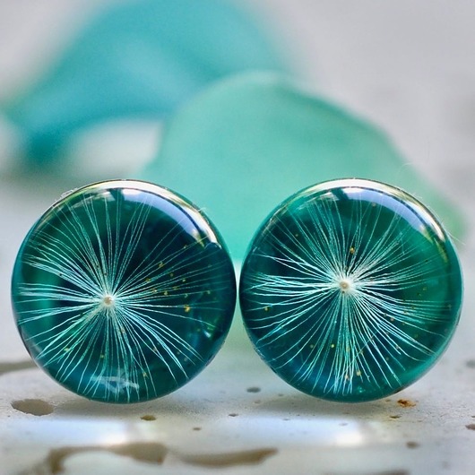 Małe srebrne turkusowe kolczyki - sztyf Grol Jewellery