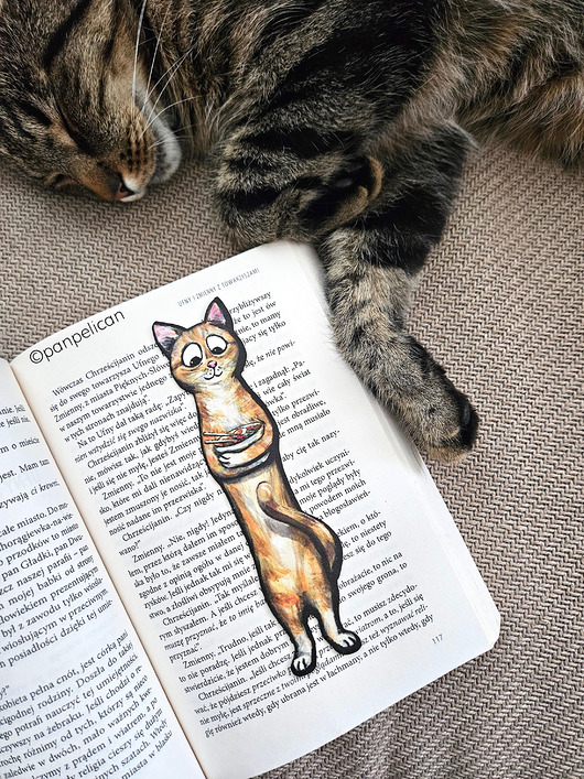 zakładki do książek Zakładka do ksiązki Kotek Rudy i Ramen