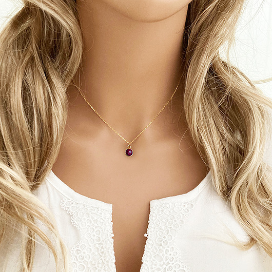 złote naszyjniki NASZYJNIK z rubinem, minimalistyczny naszyjnik