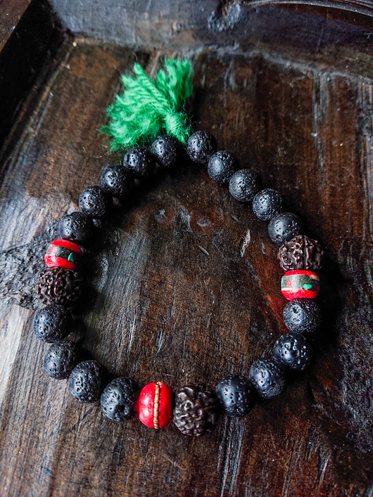 LAWA bransoletka wulkaniczna lawa z rudrakszą NOMAD ACCESSORIES