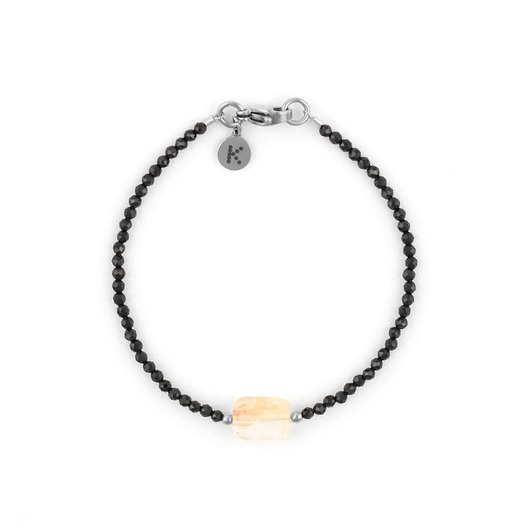 bransoletki z kamieni naturalnych Bransoletka ze Spineli z pastylką bogactwa - Cytryn - wersja srebrna