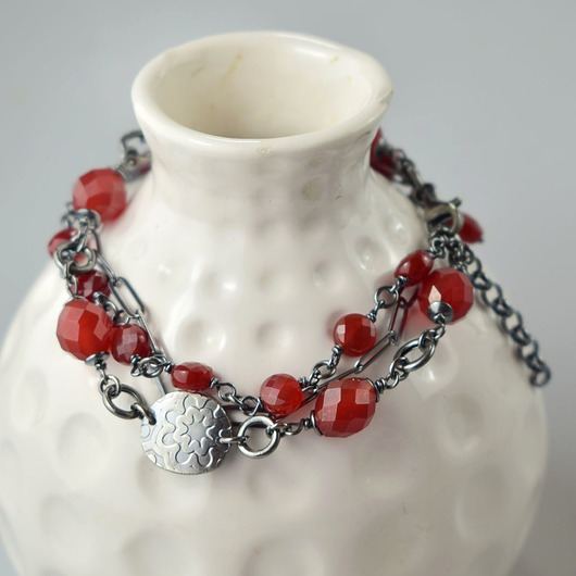 bransoletki z kamieni naturalnych Karneol w srebrze II - bransoletka