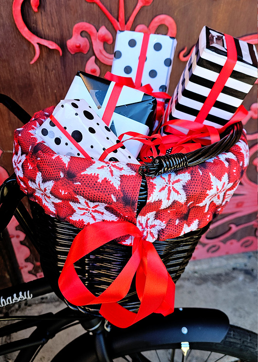 akcesoria do roweru Koszyk z wkładem wodoodpornym świąteczny christmas