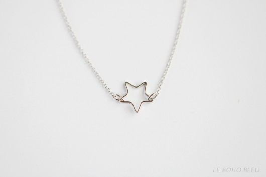 Rhodium Plated Open Star Necklace Le Boho Bleu