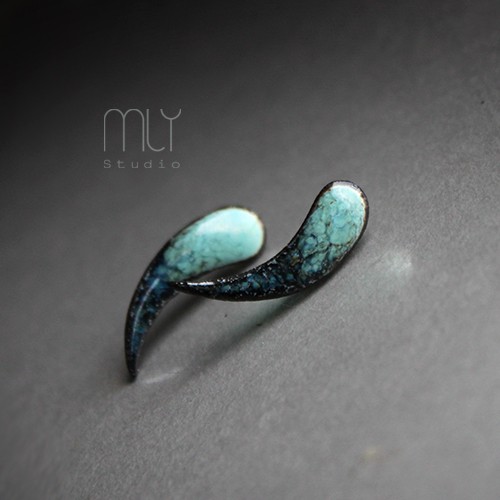 kolczyki ceramiczne Mchowe Kły/stal chirurgiczna