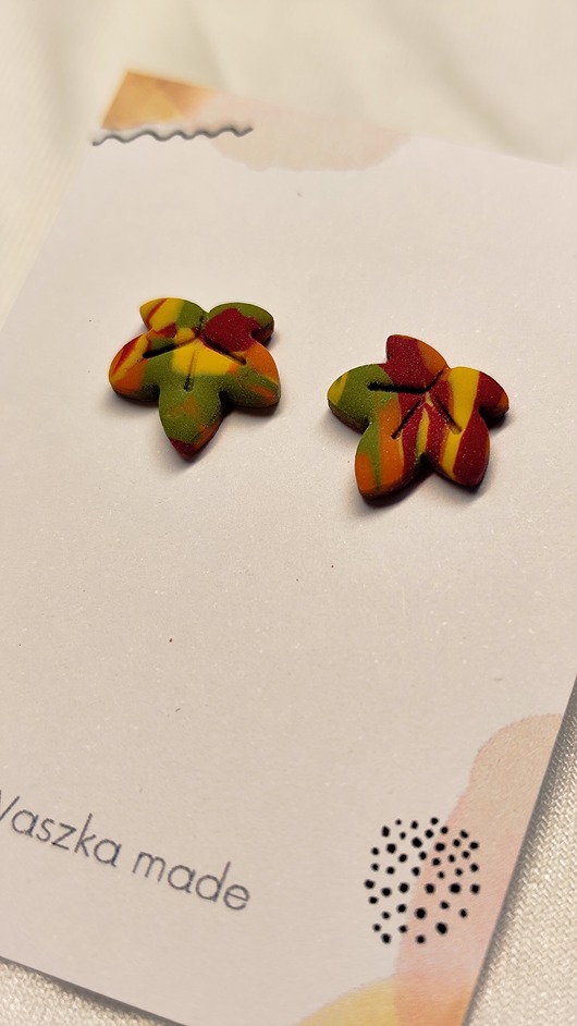kolczyki z masy plastycznej Kolczyki jesienne liście mix mini