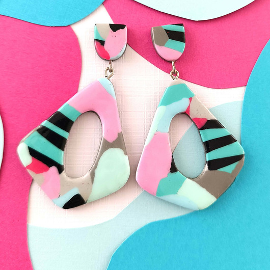 kolczyki z masy plastycznej Nowoczesne geometryczne kolczyki