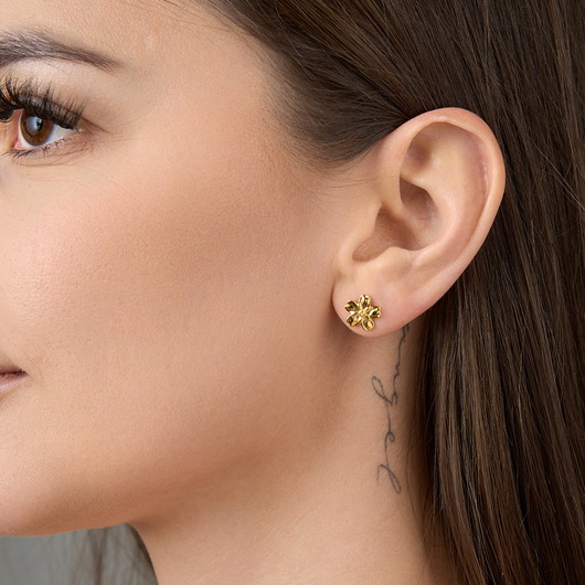 kolczyki pozłacane Kolczyki z kwiatkami- srebro 925 pozłacane