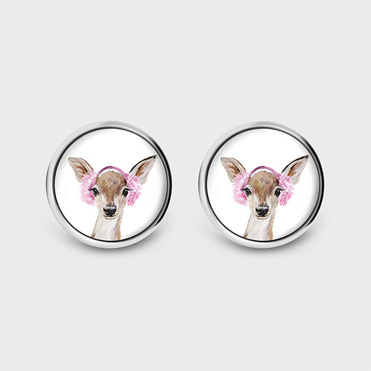 kolczyki szklane Kolczyki sztyfty - Sarenka - grafika