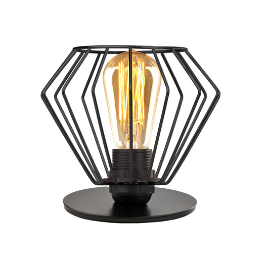 lampy stołowe Czarna lampka nocna z drucianym kloszem NOGOYA LOFT