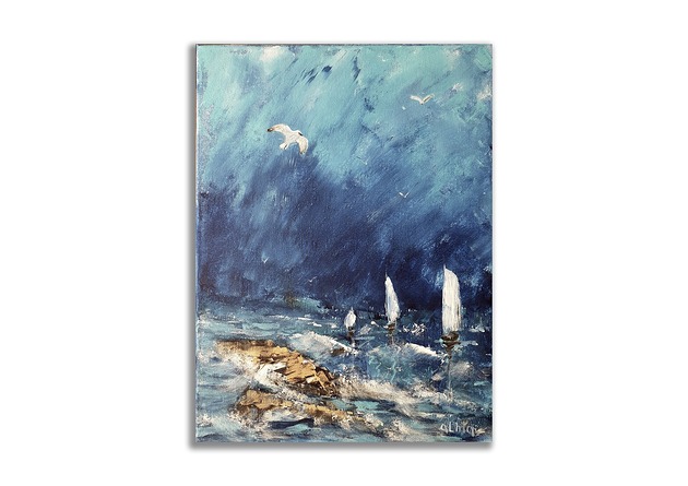 obrazy Obraz ręcznie malowany "Żagle" 30x40 cm